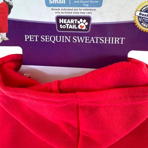 NWT Heart to Tail "On the Naughty List" Red Sweatshirt Sequin X-mas Hoodie Small - Picture 6 of 10